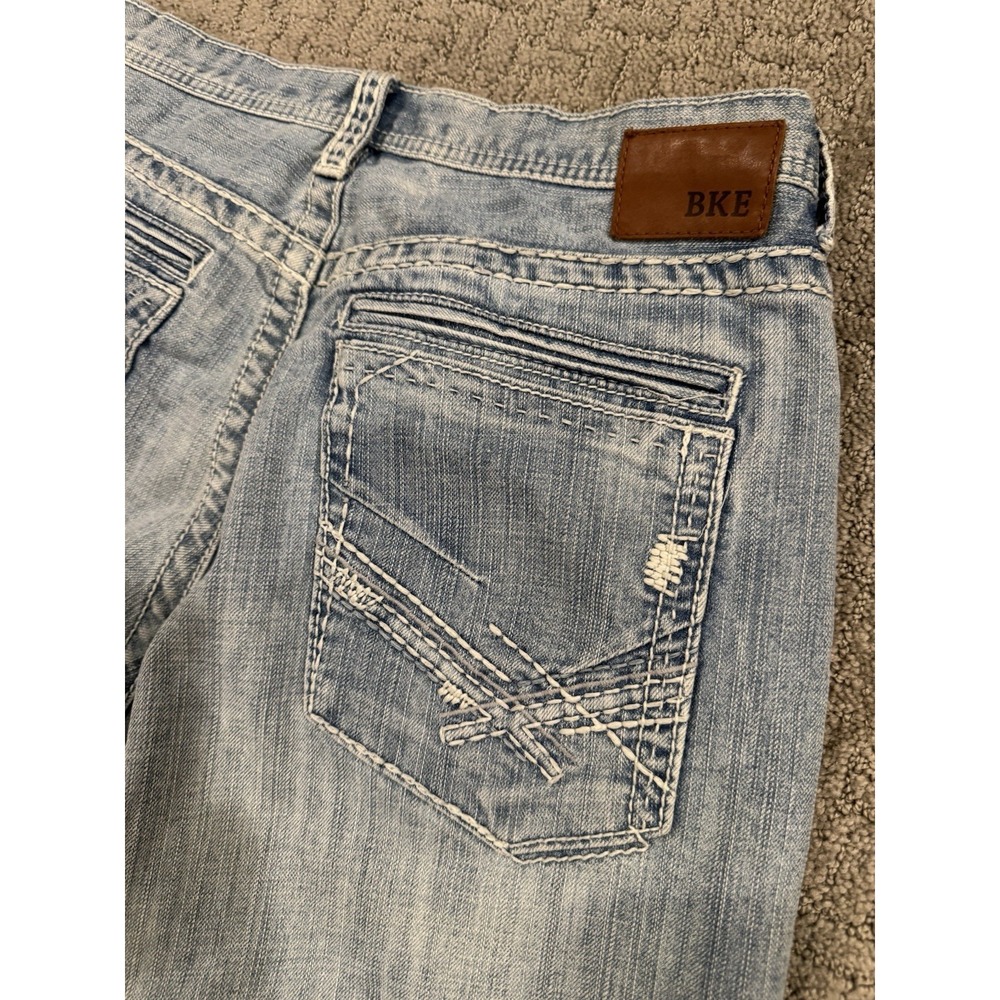 BKE Seth Thick Stitch Wide Blue Denim Jeans Size 34L (M1) - Picture 3 of 8